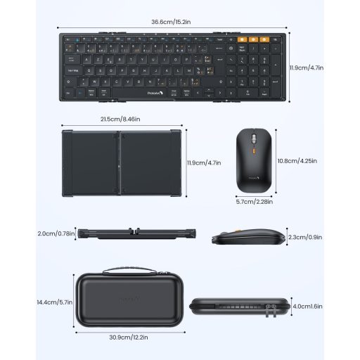ProtoArc XKM01 Összecsukható Vezeték Nélküli Billentyűzet Egér Combo AZERTY Bluetooth USB