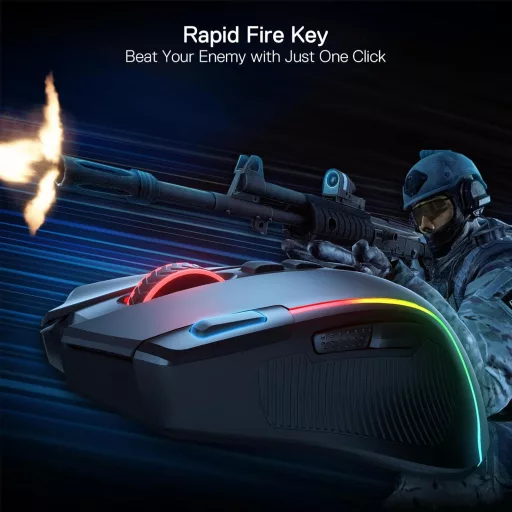 Redragon M612 PRO RGB Gamer Egér 8000 DPI Vezetékes/Vezeték Nélküli 9 Programozható Gombbal, 6 Háttérvilágítási Móddal, Bluetooth és 2.4G Ka