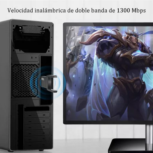 JESWO Dual Band WiFi USB Adapter 1300Mbps - Nagy Hatótávolságú 2×5dBi Antennával, 5GHz/2.4GHz, Windows 11/10/8/7/XP Kompatibilis