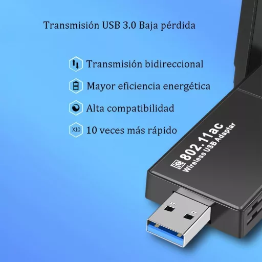 JESWO Dual Band WiFi USB Adapter 1300Mbps - Nagy Hatótávolságú 2×5dBi Antennával, 5GHz/2.4GHz, Windows 11/10/8/7/XP Kompatibilis