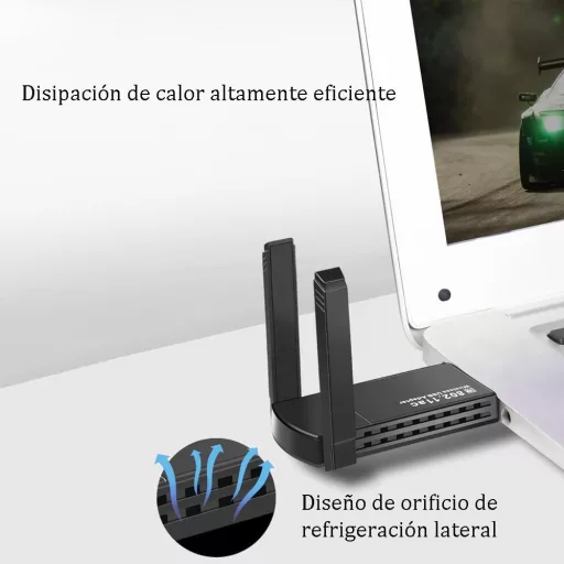 JESWO Dual Band WiFi USB Adapter 1300Mbps - Nagy Hatótávolságú 2×5dBi Antennával, 5GHz/2.4GHz, Windows 11/10/8/7/XP Kompatibilis