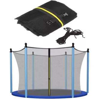   Ochranná sieť na trampolínu HEBERUCK pre priemer 427 cm - UV-odolná bezpečnostná sieť so 6 tyčami, vstup so zipsom, pre okrúhle trampolíny, jednoduchá montáž