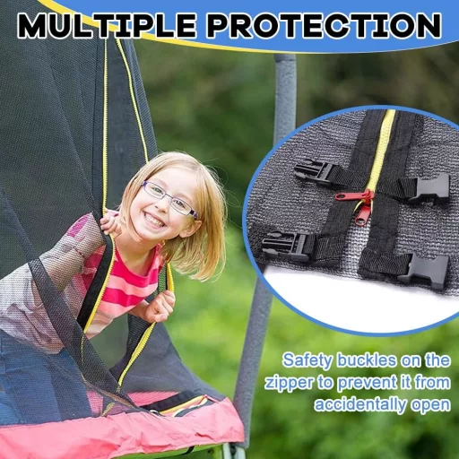 Ochranná sieť na trampolínu HEBERUCK pre priemer 427 cm - UV-odolná bezpečnostná sieť so 6 tyčami, vstup so zipsom, pre okrúhle trampolíny, jednoduchá montáž