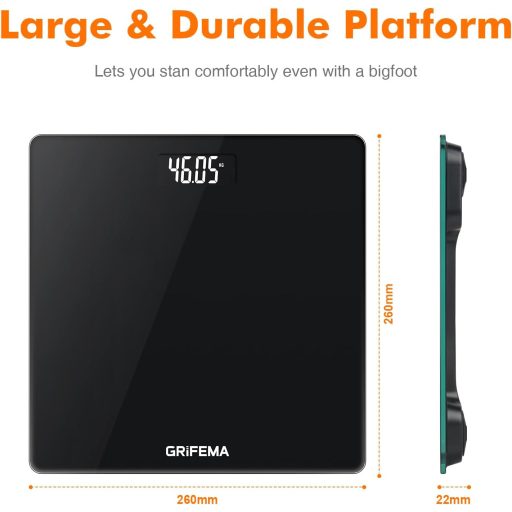GRIFEMA GA2001-1 Digitális Személymérleg Precíziós Szenzorokkal, Fekete
