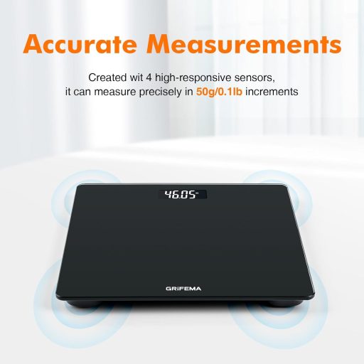 GRIFEMA GA2001-1 Digitális Személymérleg Precíziós Szenzorokkal, Fekete
