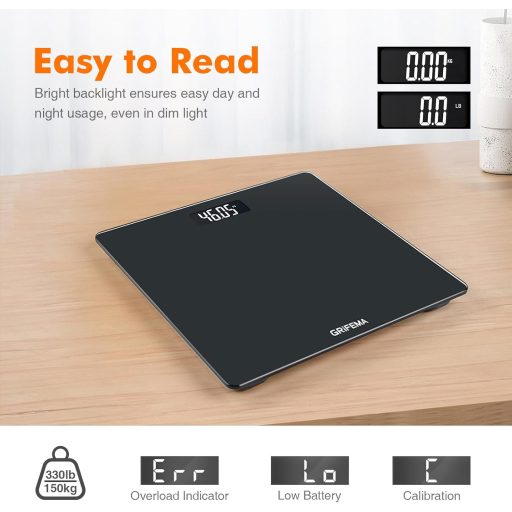 GRIFEMA GA2001-1 Digitális Személymérleg Precíziós Szenzorokkal, Fekete