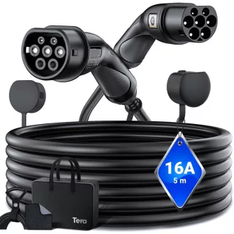   Cablu de încărcare Tera EV Tip 2, 22kW, 32A, 7m, trifazat, Mennekes, IP55, pentru mașini electrice