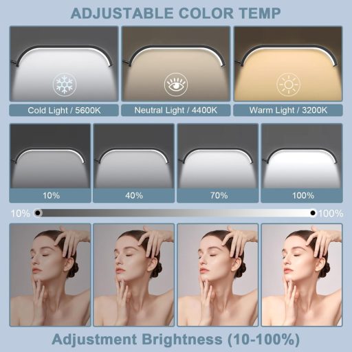 Lampă LED cosmetică 45W cu intensitate reglabilă și suport pentru telefon