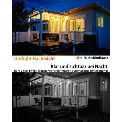 VIM TAG 2.5K WiFi Kültéri Biztonsági Kamera, Színes Éjjellátó, Mozgásérzékelés, IP66, Alexa