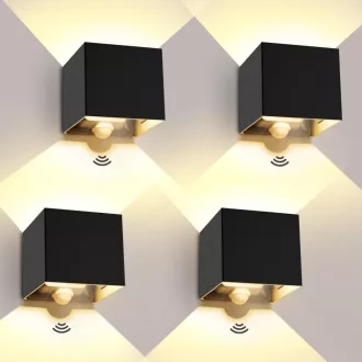   LEDMO LED Kültéri Fali Lámpa Mozgásérzékelővel 20W IP65 Vízálló 3000K Meleg Fehér 4db