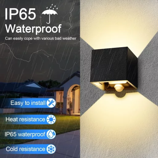 LEDMO Lampă de Perete LED pentru Exterior cu Senzor de Mișcare 20W IP65 Rezistentă la Apă 3000K Alb Cald 4 bucăți