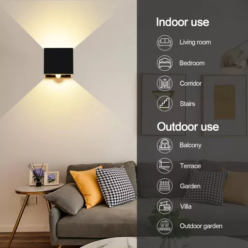 LEDMO Lampă de Perete LED pentru Exterior cu Senzor de Mișcare 20W IP65 Rezistentă la Apă 3000K Alb Cald 4 bucăți