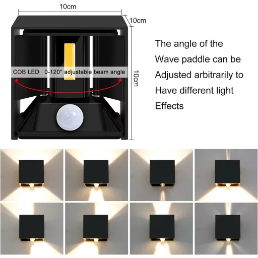 LEDMO LED Kültéri Fali Lámpa Mozgásérzékelővel 20W IP65 Vízálló 3000K Meleg Fehér 4db