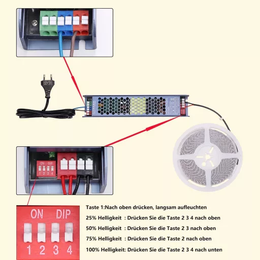 BENLUN 48V Bandă LED 20m - 4000K Alb Natural IP65 Impermeabilă Exterior-Interior Fâșie LED 150W Autoadezivă Decupabilă Cu Alimentator și Conector EU