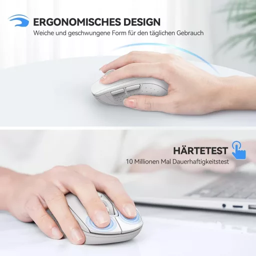 TECKNET Bluetooth Egér 4000 DPI Tri-Mode Vezeték Nélküli Egér Laptophoz PC-hez