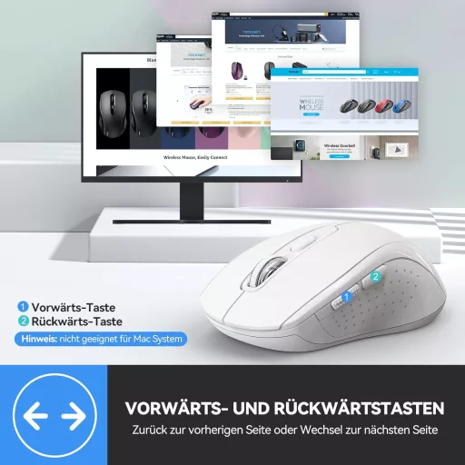 TECKNET Bluetooth Egér 4000 DPI Tri-Mode Vezeték Nélküli Egér Laptophoz PC-hez