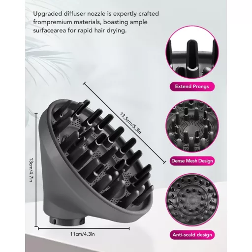 TOSAGE Airwrap Diffúzor Fej Hullámok Göndörítéshez HS01 HS05 HS08 Szürke
