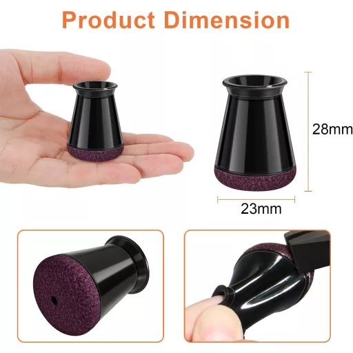 Protecții picioare scaun GICUNK, 32 buc, silicon negru cu pâslă, protecție podea, mobilier antiderapant, 13-22.9mm