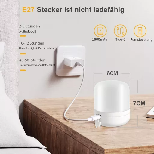 Pulsky LED izzó E27 USB-C töltős távirányítós dimmelhető 2db