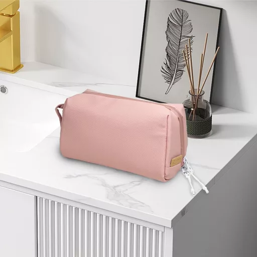 LBJR Geantă Cosmetică Roz - Trusă de Machiaj de Călătorie pentru Femei și Bărbați - Organizator Portabil pentru Articole de Toaletă 24x15x12 cm