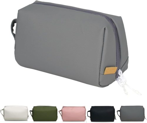 LBJR Geantă cosmetică gri - Trusă de machiaj de călătorie pentru femei și bărbați - Organizator portabil pentru articole de toaletă 24x12x15 cm