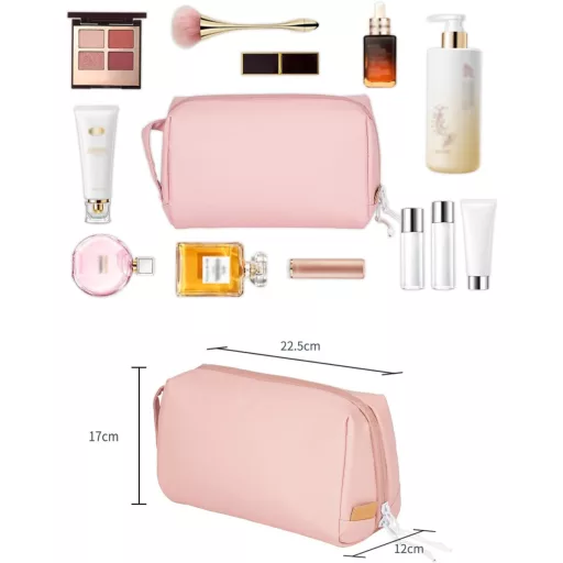 LBJR Sivá kozmetická taška - Cestovný kufrík na make-up pre ženy a mužov - Prenosný organizér na toaletné potreby 24x12x15 cm