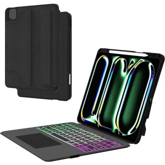   ROOFEI Futrola za iPad Pro 13 M4 2024 s Tipkovnicom - Odvojiva Bluetooth Tipkovnica s Touchpadom, RGB Pozadinskim Osvjetljenjem, Njemački QWERTZ Raspored
