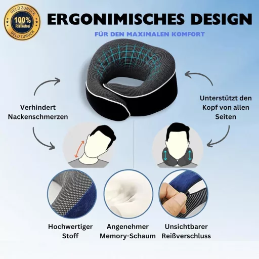 Reiteag Utazási Nyakpárna Memory Foam Repülőhöz Autóhoz Vonatra