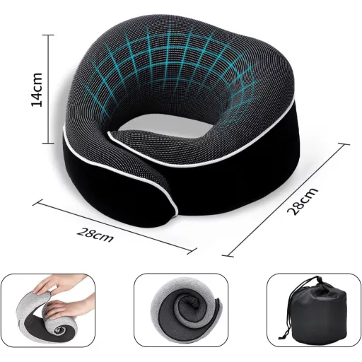 Reiteag Utazási Nyakpárna Memory Foam Repülőhöz Autóhoz Vonatra