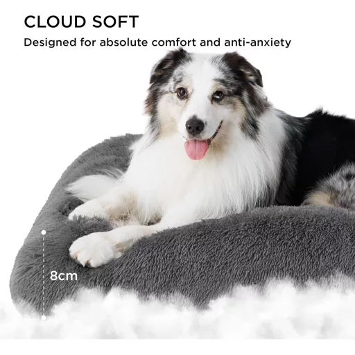BEDSURE Mäkký pelech pre psov veľkých plemien 104x69cm, prateľný, sivý