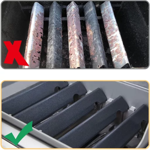 WELL GRILL Bară de Aromă și Deflectoare de Căldură pentru Weber Genesis II Seria 300 - 5 buc. Deflector de Flacără + 3 buc. Reflector de Căldură - Piese Compatibile pentru Grătar pe Gaz