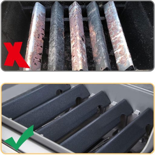WELL GRILL Bară de Aromă și Deflectoare de Căldură pentru Weber Genesis II Seria 300 - 5 buc. Deflector de Flacără + 3 buc. Reflector de Căldură - Piese Compatibile pentru Grătar pe Gaz