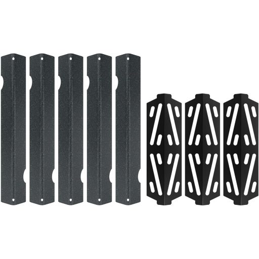 WELL GRILL Bară de Aromă și Deflectoare de Căldură pentru Weber Genesis II Seria 300 - 5 buc. Deflector de Flacără + 3 buc. Reflector de Căldură - Piese Compatibile pentru Grătar pe Gaz