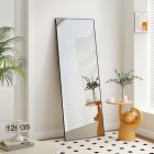 RLAVBL Álló Tükör 165x51 cm - Fekete Kerettel, Törésálló Üvegvédővel, Hálószobába, Fürdőbe, Nappaliba vagy Gardróbba