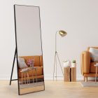 RLAVBL Álló Tükör 165x51 cm - Fekete Kerettel, Törésálló Üvegvédővel, Hálószobába, Fürdőbe, Nappaliba vagy Gardróbba