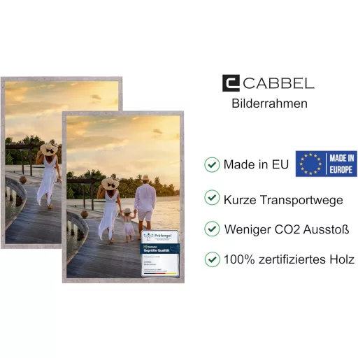 CABBEL Set okvira za slike - 2 komada 50 x 70 cm sivi (beton) MDF drveni okvir s nelomljivim akrilnim staklom
