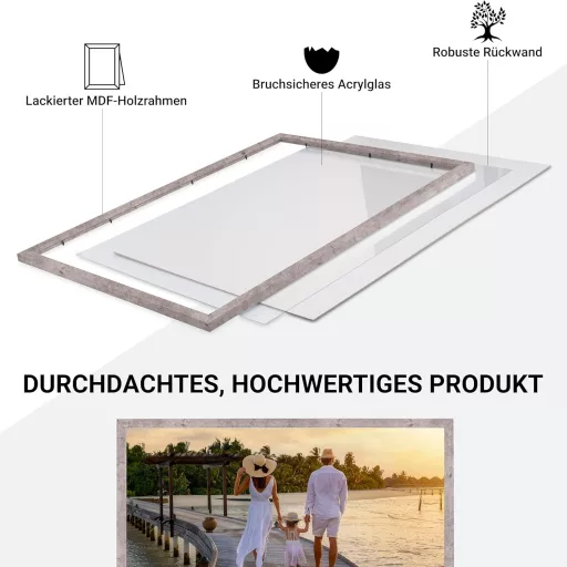 CABBEL Set okvira za slike - 2 komada 50 x 70 cm sivi (beton) MDF drveni okvir s nelomljivim akrilnim staklom