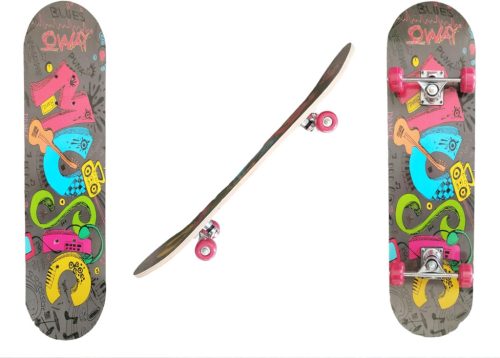 Skateboard Profesional L&J, 78x20 cm - 7 Straturi Arțar, Pentru Adulți și Copii, Colorat