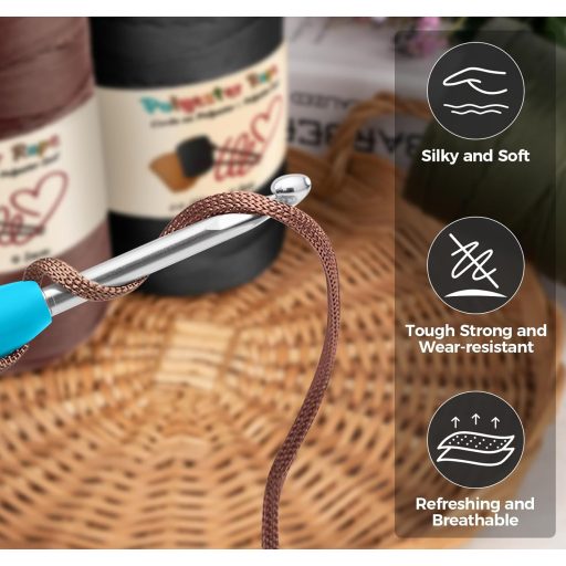 estcoo Makramé Kötél 2mm x 250m Réz Polyester Zsinór DIY Kézműves Dekorációhoz