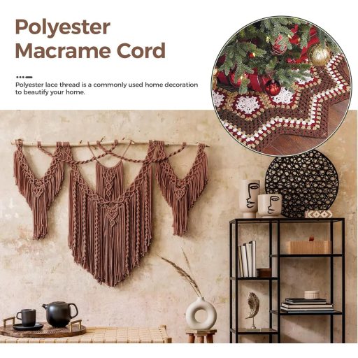 estcoo Makramé Kötél 2mm x 250m Réz Polyester Zsinór DIY Kézműves Dekorációhoz