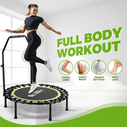 ONETWOFIT összecsukható fitness trampolin felnőtteknek, 101-114cm, csendes edzés