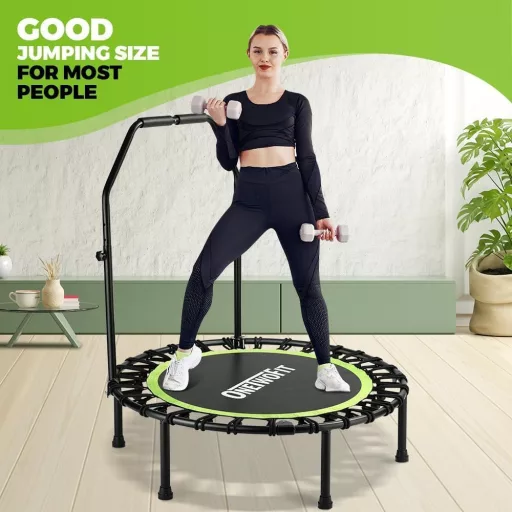 ONETWOFIT összecsukható fitness trampolin felnőtteknek, 101-114cm, csendes edzés