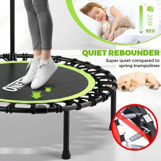 ONETWOFIT összecsukható fitness trampolin felnőtteknek, 101-114cm, csendes edzés