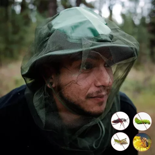 IATAHI Szúnyogháló Fejvédő - Kültéri Rovar Elleni Védelem Túrázáshoz, Kempingezéshez, Horgászathoz - Ultrafinom Nylon Háló, Zöld