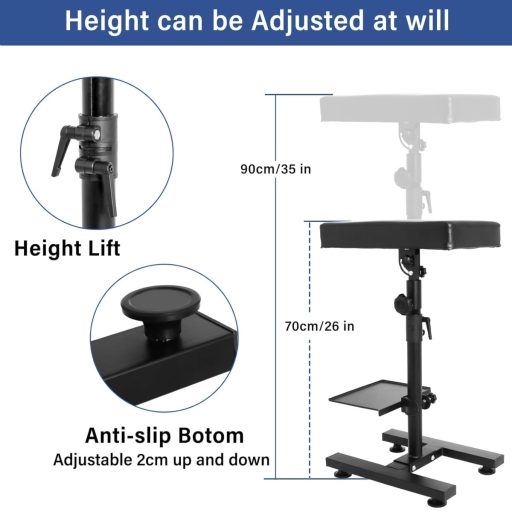 Gekufa Tetoválás Kartámasz Állítható Magasság 66-89cm Vastag Hab PVC Bőr