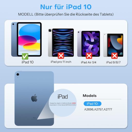 OMOTON iPad 10/11 Tipkovnica Futrola 7 Boja Pozadinsko Osvjetljenje Odvojivi Touchpad QWERTZ