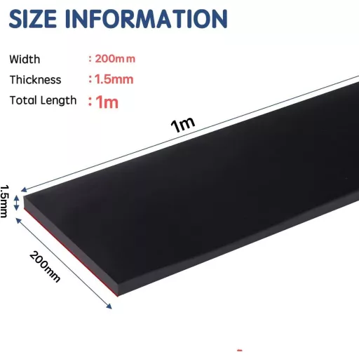Bandă de cauciuc neopren DOUJIAO 200x1,5mm - Garnitură, Protecție pardoseală, Foaie de cauciuc antiderapantă