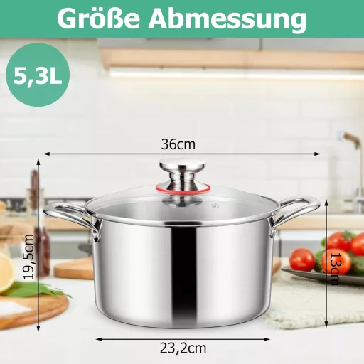 Homikit 24 cm nerezový hrniec na polievku a varenie 5,3 l indukčný