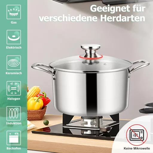 Homikit 24 cm nerezový hrniec na polievku a varenie 5,3 l indukčný