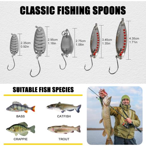 Leeko set za ribolov od 96 dijelova s umjetnim mamcima, spinnerima i setom udica u prozirnoj kutiji.